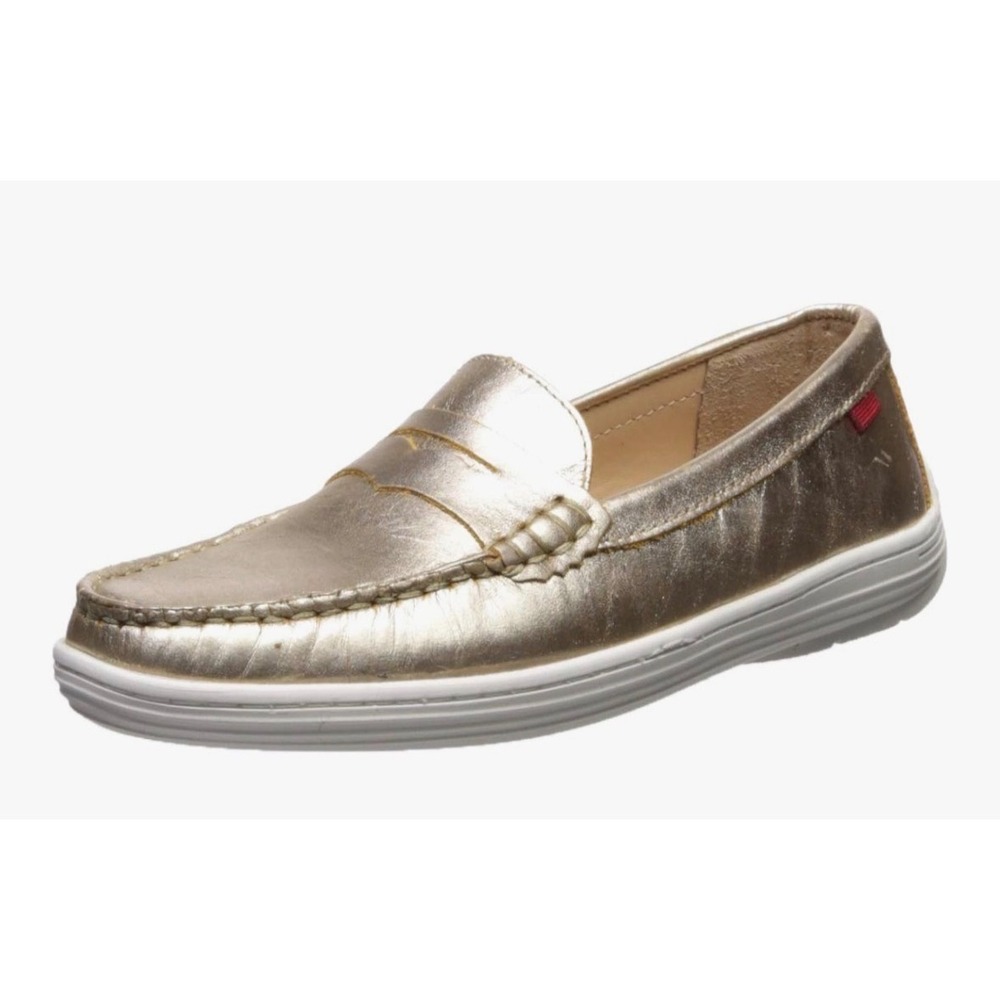 MARC JOSEPH New York Girls Gold‎ Penny Loafer Shoes Kids Leather Flat NEW